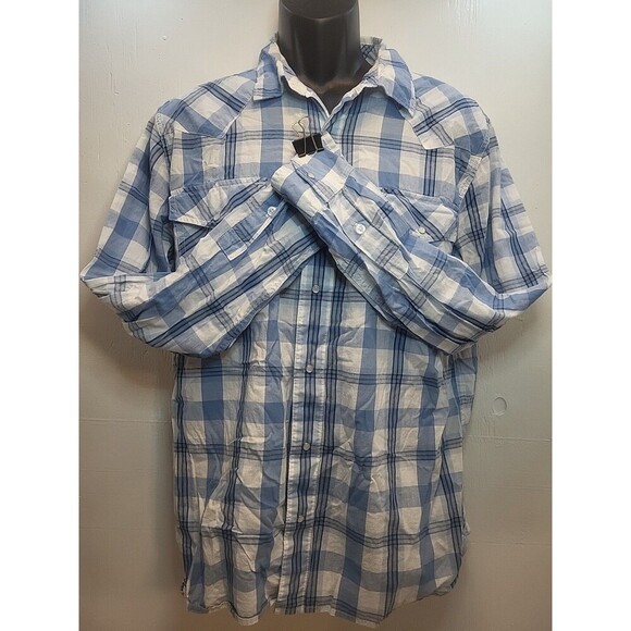 Vintage Levis Strauss Shirt Mens L Pearl Snap Western Rodeo Cowboy Plaid 80s - Picture 2 of 9